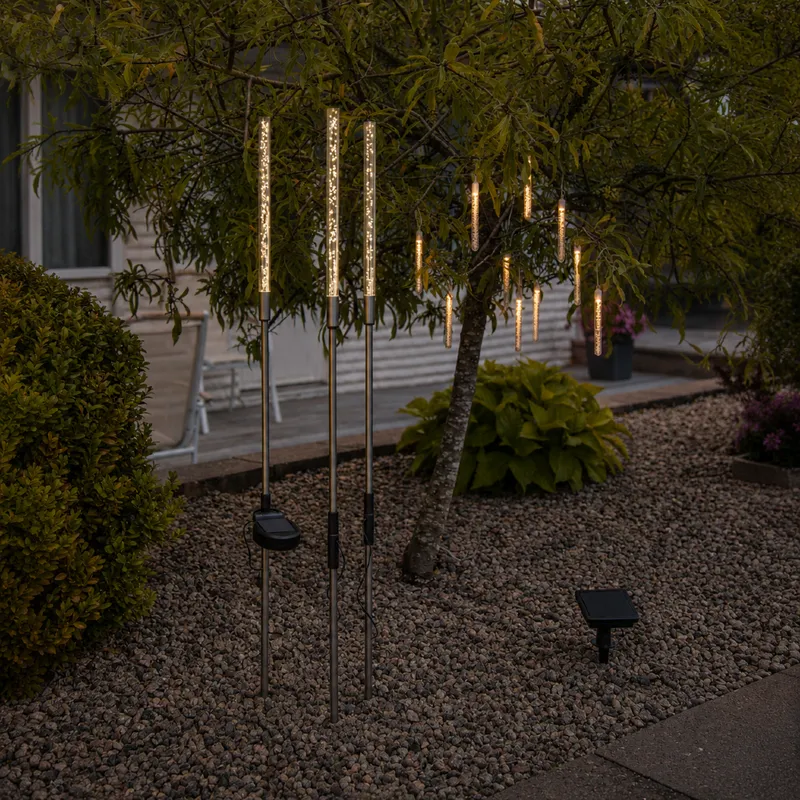 Dekoracja solarna 3 akrylowe tuby LED wbijana Bubbly — zdjęcie 3