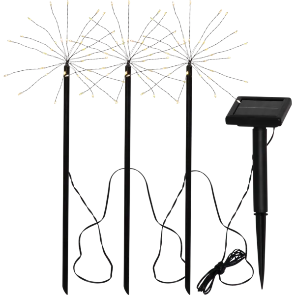 Dekoracja solarna ogrodowa 3x Sztuczne Ognie LED wbijana FIREWORK® — zdjęcie 2