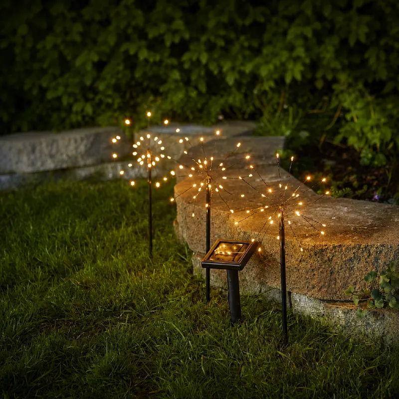 Dekoracja solarna ogrodowa 3x Sztuczne Ognie LED wbijana FIREWORK® — zdjęcie 3