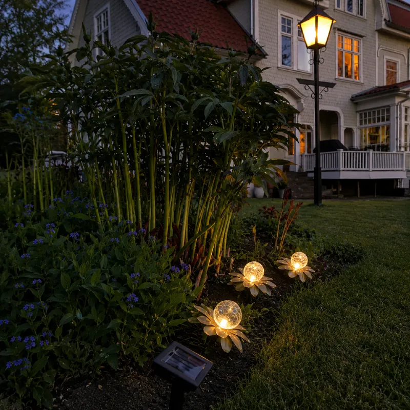Dekoracja solarna ogrodowa LED 3 kwiaty Lilly — zdjęcie 5