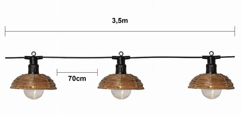 Girlanda ogrodowa 6 lampek LED z rattanowymi abażurami CESTA LIGHT — zdjęcie 9