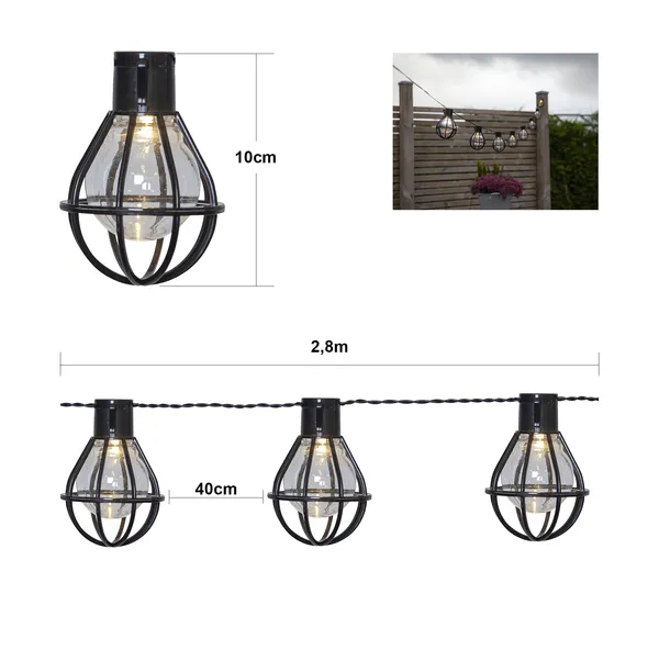Girlanda ogrodowa 8 lampek LED z abażurami CAGE — zdjęcie 5