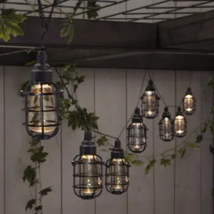 Girlanda solarna ogrodowa CAGE 8 lampek LED z abażurami IP44