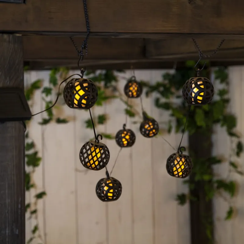 Girlanda solarna ogrodowa FLAME 8 lampek LED IP44 — zdjęcie 3