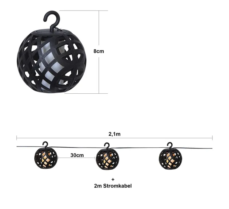 Girlanda solarna ogrodowa FLAME 8 lampek LED IP44 — zdjęcie 6