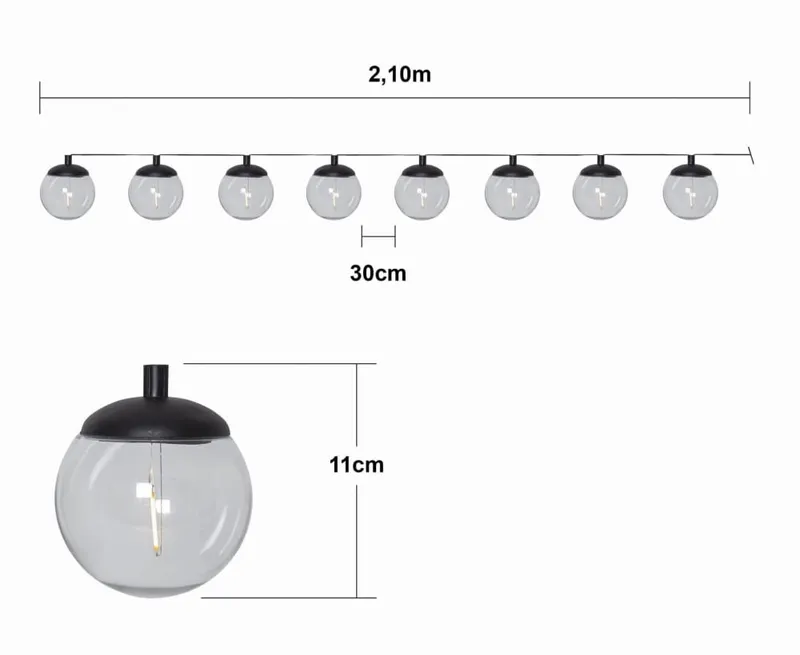 Girlanda solarna ogrodowa GLOBE 8 lampek LED IP44 — zdjęcie 8