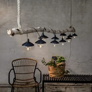 Girlanda solarna ogrodowa SHADE 10 lampek LED z daszkami IP44