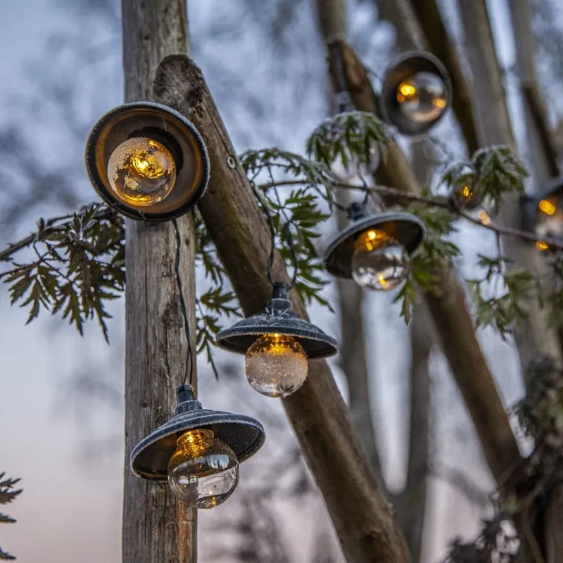 Girlanda solarna ogrodowa SHADE 10 lampek LED z daszkami IP44 — zdjęcie 5