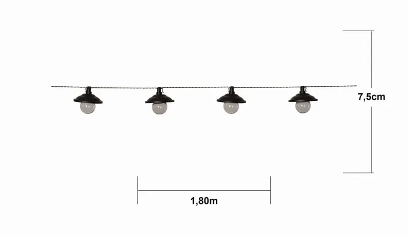 Girlanda solarna ogrodowa SHADE 10 lampek LED z daszkami IP44 — zdjęcie 6