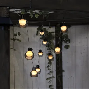Girlanda solarna ogrodowa SMOKY 10 lampek LED z abażurami IP44