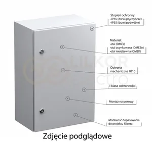 Obudowa stalowa malowana proszkowo 600x600x250 IP65 OMEs 60-60-25 JAKMET