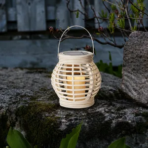 Lampion solarny ogrodowy LED ROTANG biały