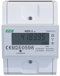 Licznik zużycia energii 3F, bezpośredni 80A, zgodność z MID, WZE‑3, F&F