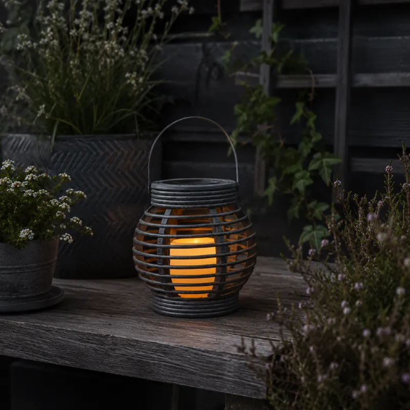 Lampion solarny ogrodowy LED Rotang — zdjęcie 3