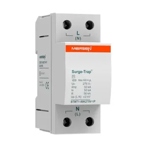 Ogranicznik przepięć T1, 275V AC, 50kA, L-N, STMT1-50K275V-1P, 83010100, brak prądu upływu, MERSEN