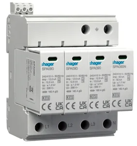 Ogranicznik przepięć T1+T2 4P 12,5/50kA, 1,2kV, TNS/TT, 335V, MOV, SPA931, HAGER