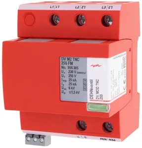 Ogranicznik przepięć T1+T2+T3 3P 25/75kA, 1,5kV, TNC, M2, 255V, FM, 956305, DEHN ventil