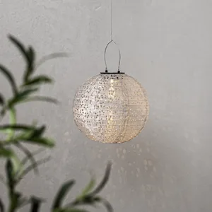 Lampion solarny ogrodowy LED wiszący FESTA beżowy