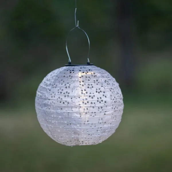Lampion solarny ogrodowy LED wiszący FESTA beżowy — zdjęcie 5