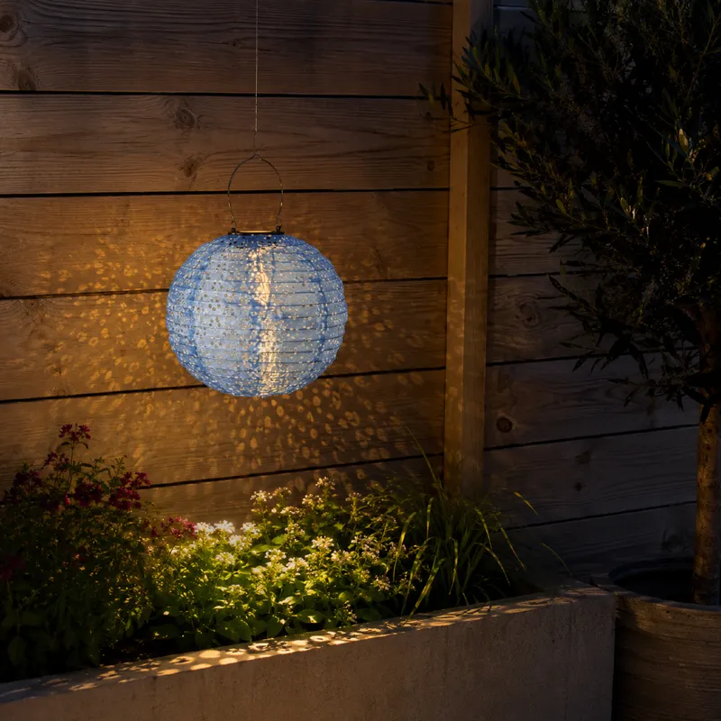 Lampion solarny ogrodowy LED wiszący FESTA niebieski — zdjęcie 3