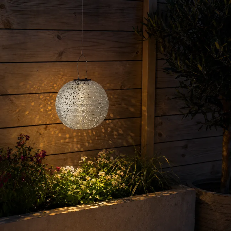 Lampion solarny ogrodowy LED wiszący FESTA zielony — zdjęcie 3