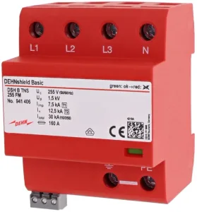Ogranicznik przepięć T1+T2 4P 12,5/50kA, 1,5kV, TNS, 255V, FM, DSH B, 941406, DEHN shield