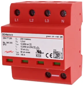Ogranicznik przepięć T1+T2 4P 12,5/50kA, 1,5kV, TT, 255V, 941310, DEHN shield