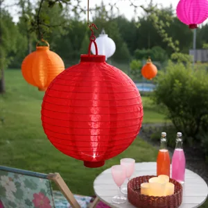 Lampion solarny ogrodowy LED wiszący FESTIVAL czerwony