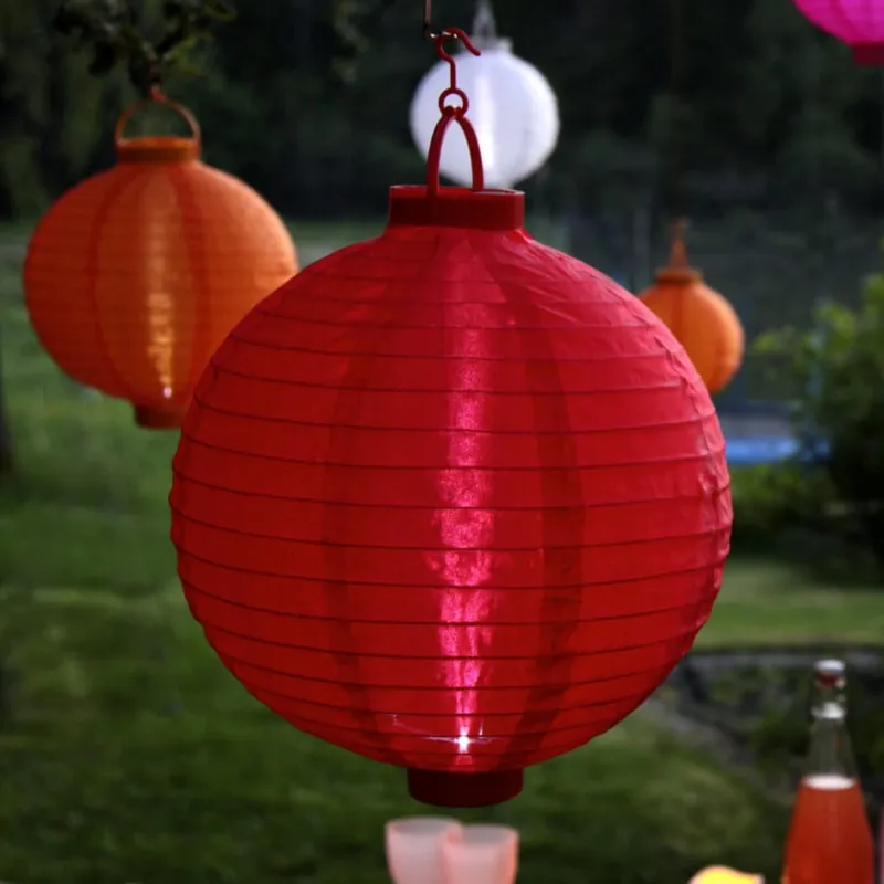 Lampion solarny ogrodowy LED wiszący FESTIVAL czerwony — zdjęcie 5