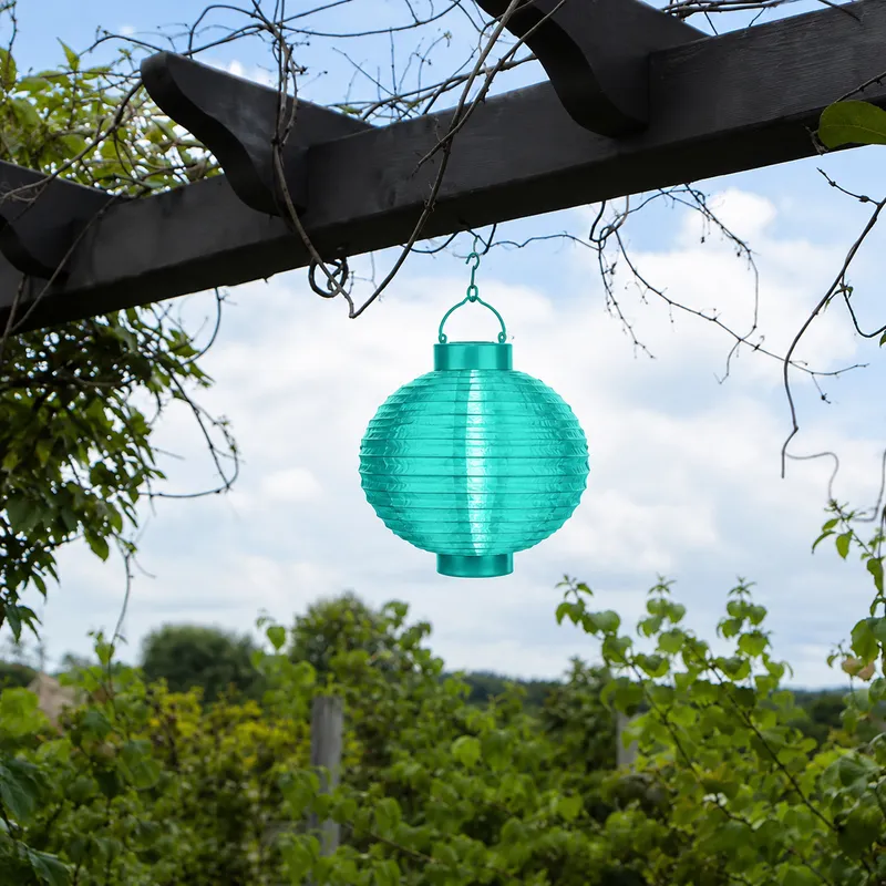 Lampion solarny ogrodowy LED wiszący FESTIVAL niebieski — zdjęcie 4