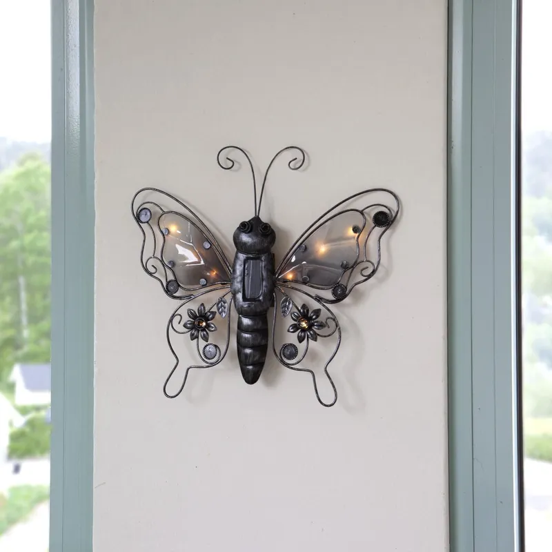 Motyl solarna dekoracja ogrodowa LED ścienna — zdjęcie 5