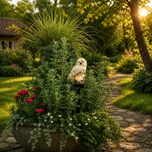 Sowa solarna dekoracja ogrodowa LED wbijana