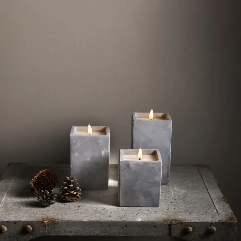 Świeca LED woskowa FLAMME CEM cementowa obudowa 11,5cm na baterie — zdjęcie 3