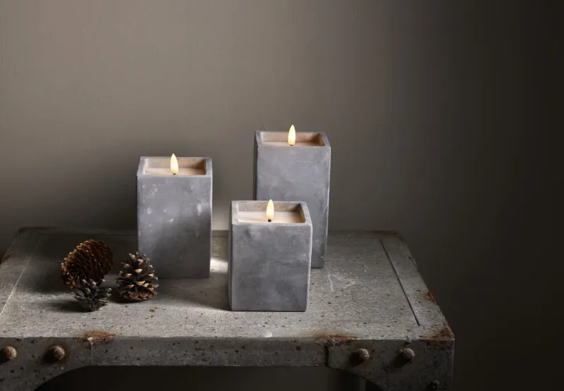 Świeca LED woskowa FLAMME CEM cementowa obudowa 16,5cm na baterie — zdjęcie 5