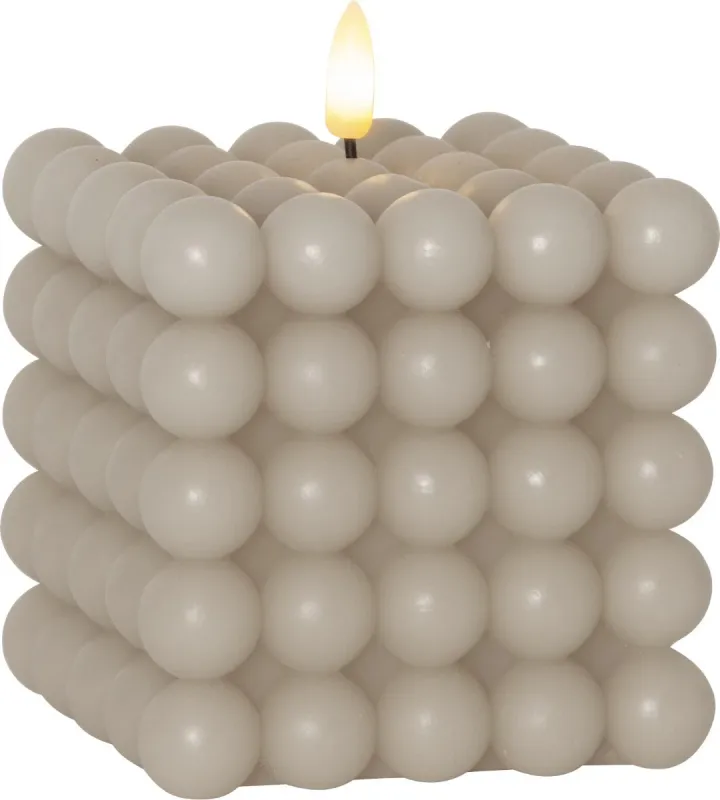 Świeca LED woskowa filarowa FLAMME DOT Beżowa 12,5cm na baterie — zdjęcie 2