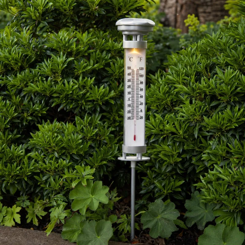 Termometr solarna dekoracja ogrodowa LED wbijana Celsius — zdjęcie 3