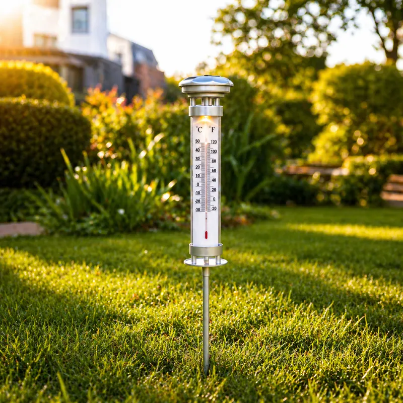 Termometr solarna dekoracja ogrodowa LED wbijana Celsius — zdjęcie 4