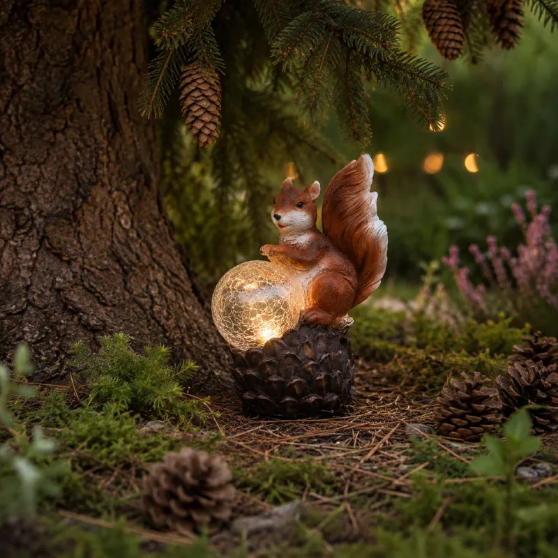 Wiewiórka z Kulą solarna dekoracja solarna ogrodowa LED — zdjęcie 3