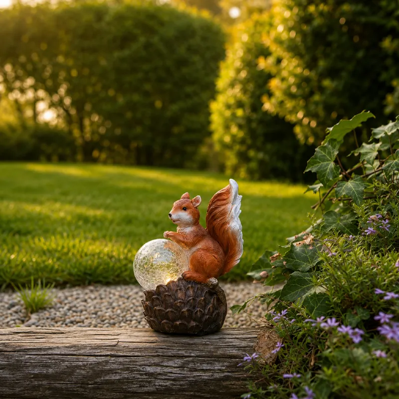Wiewiórka z Kulą solarna dekoracja solarna ogrodowa LED — zdjęcie 4