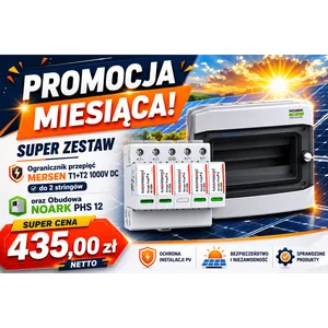 Zestaw promocyjny - Ogranicznik przepięć PV MERSEN T1+T2, 1000V DC, 6,25kA, 5P, K1-5PV1000A (do 2 stringów) + obudowa NOARK PHS 12 IP65