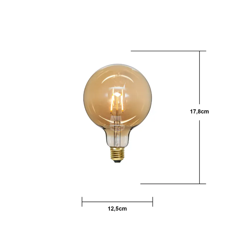 Żarówka LED G125 0,75W Filament PLAIN AMBER 2000k — zdjęcie 4