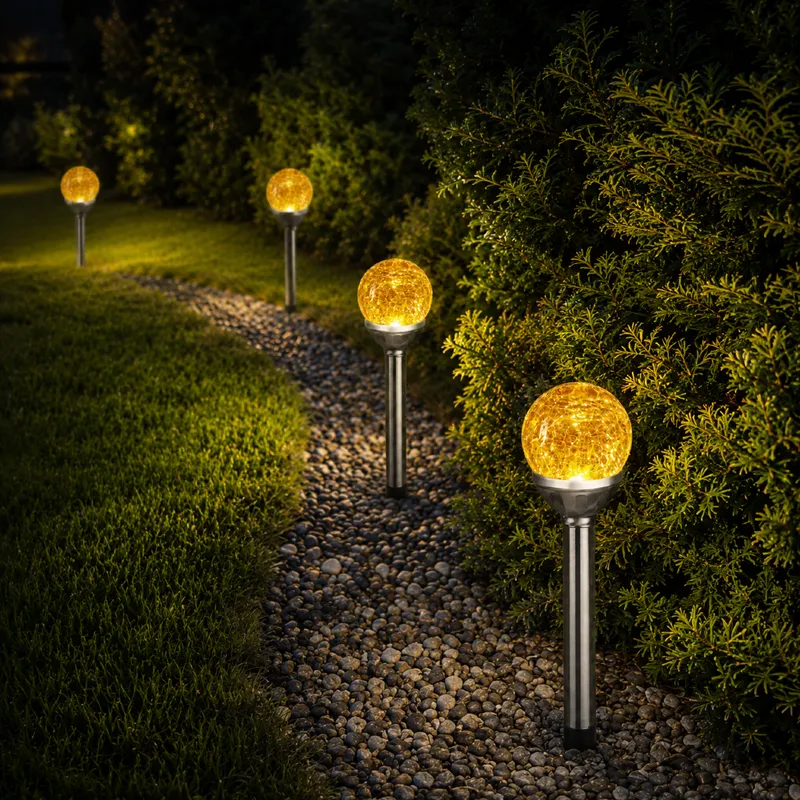 Zestaw 2x dekoracja Szklana Kula solarna ogrodowa LED wbijana ROMA — zdjęcie 3