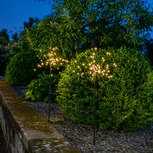 Zestaw 2x solarna dekoracja ogrodowa Sztuczne Ognie LED wbijana FIREWORK®