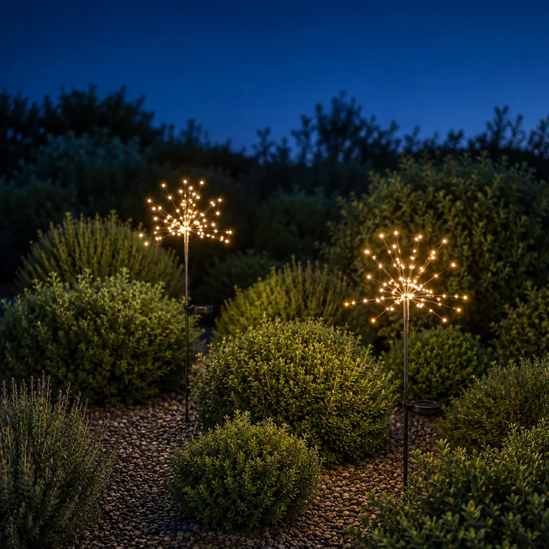 Zestaw 2x solarna dekoracja ogrodowa Sztuczne Ognie LED wbijana FIREWORK® — zdjęcie 3