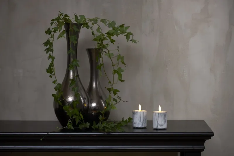 Zestaw 2x świeca woskowa LED FLAMME MARBLE marmurowa 9cm na baterie — zdjęcie 7