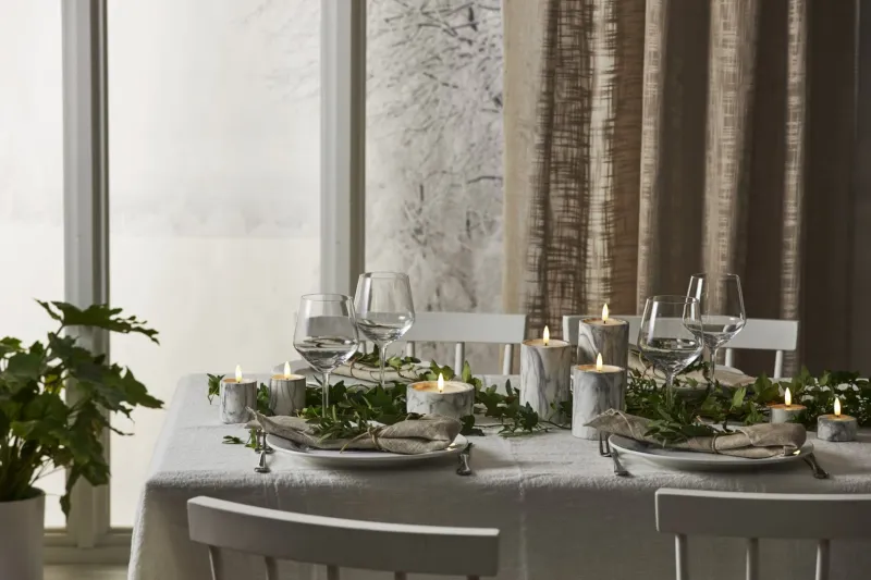 Zestaw 2x świeca woskowa LED FLAMME MARBLE marmurowa 9cm na baterie — zdjęcie 10