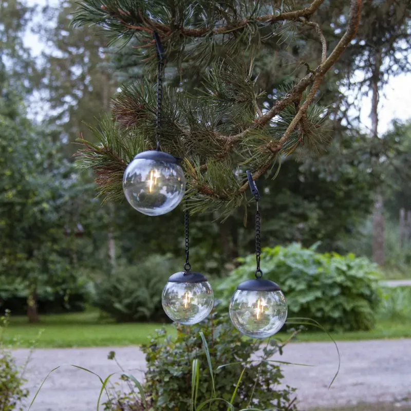 Zestaw 3x kula solarna ogrodowa LED wisząca GLOBE — zdjęcie 3
