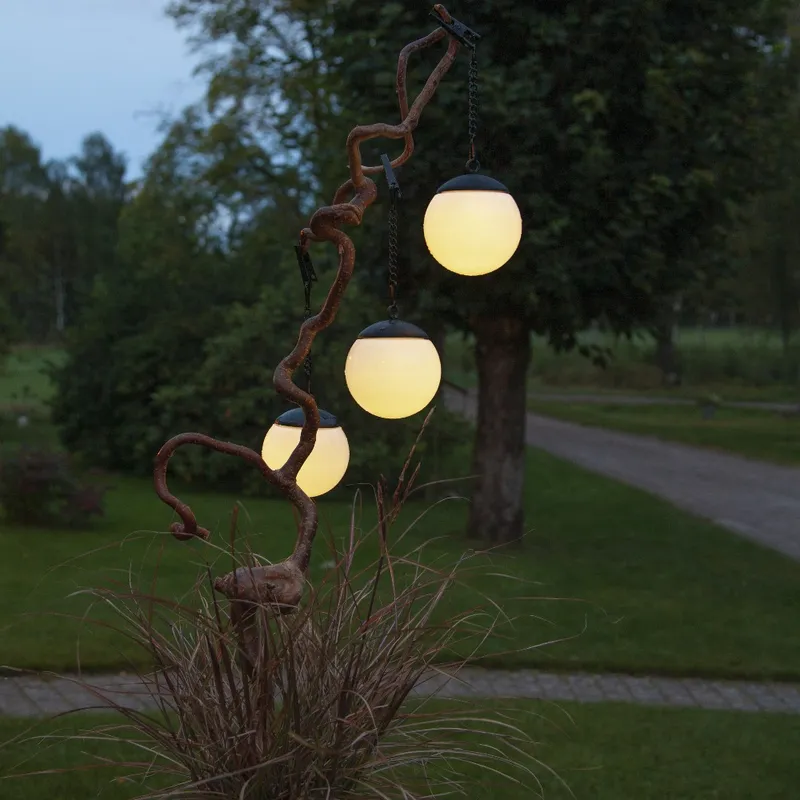 Zestaw 3x kula solarna ogrodowa LED wisząca GLOBUS — zdjęcie 3