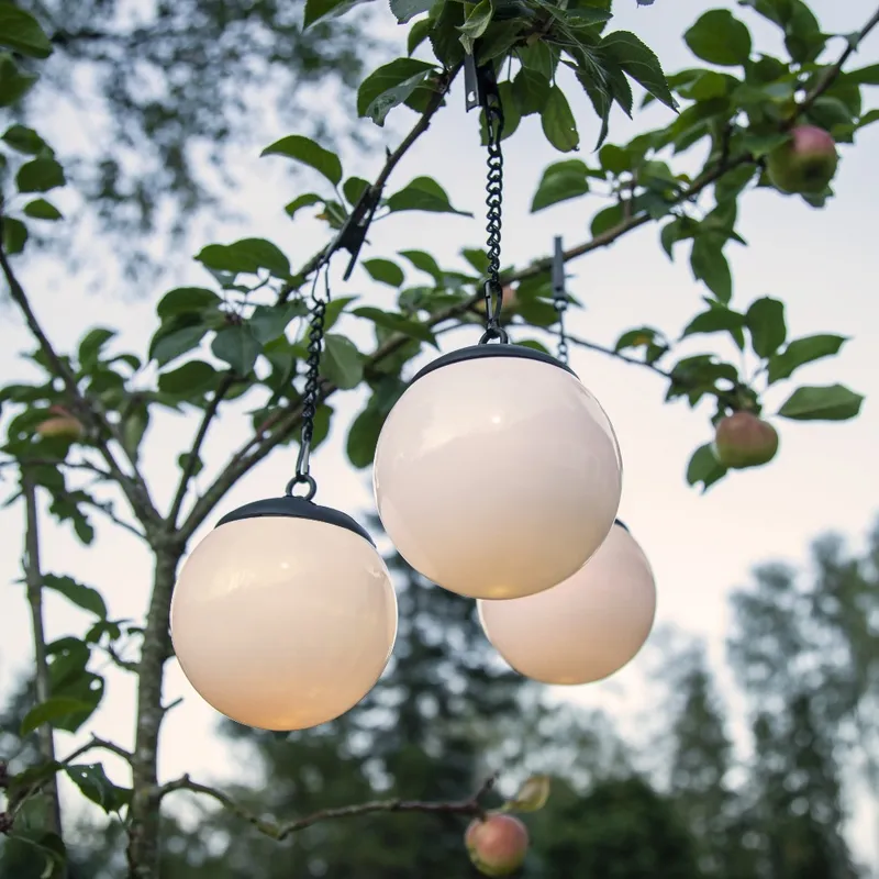 Zestaw 3x kula solarna ogrodowa LED wisząca GLOBUS — zdjęcie 4