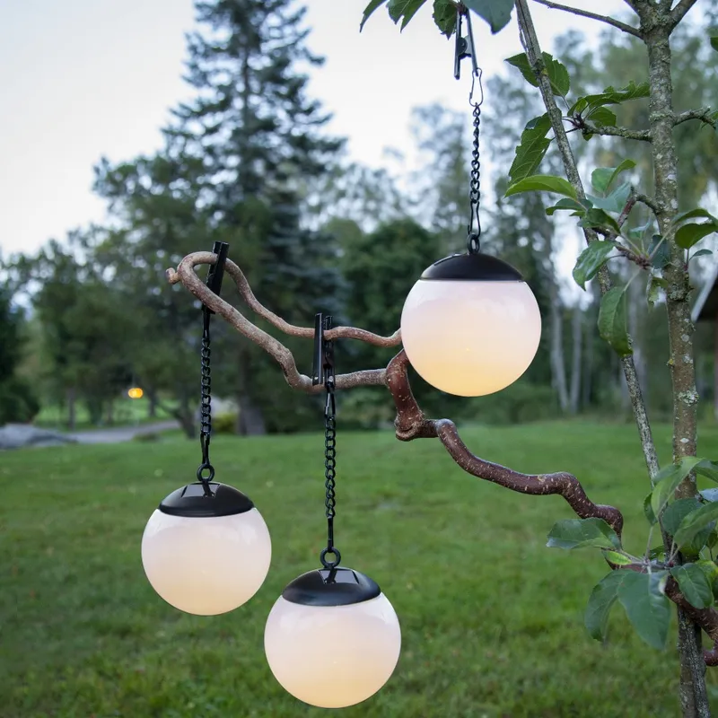 Zestaw 3x kula solarna ogrodowa LED wisząca GLOBUS — zdjęcie 5